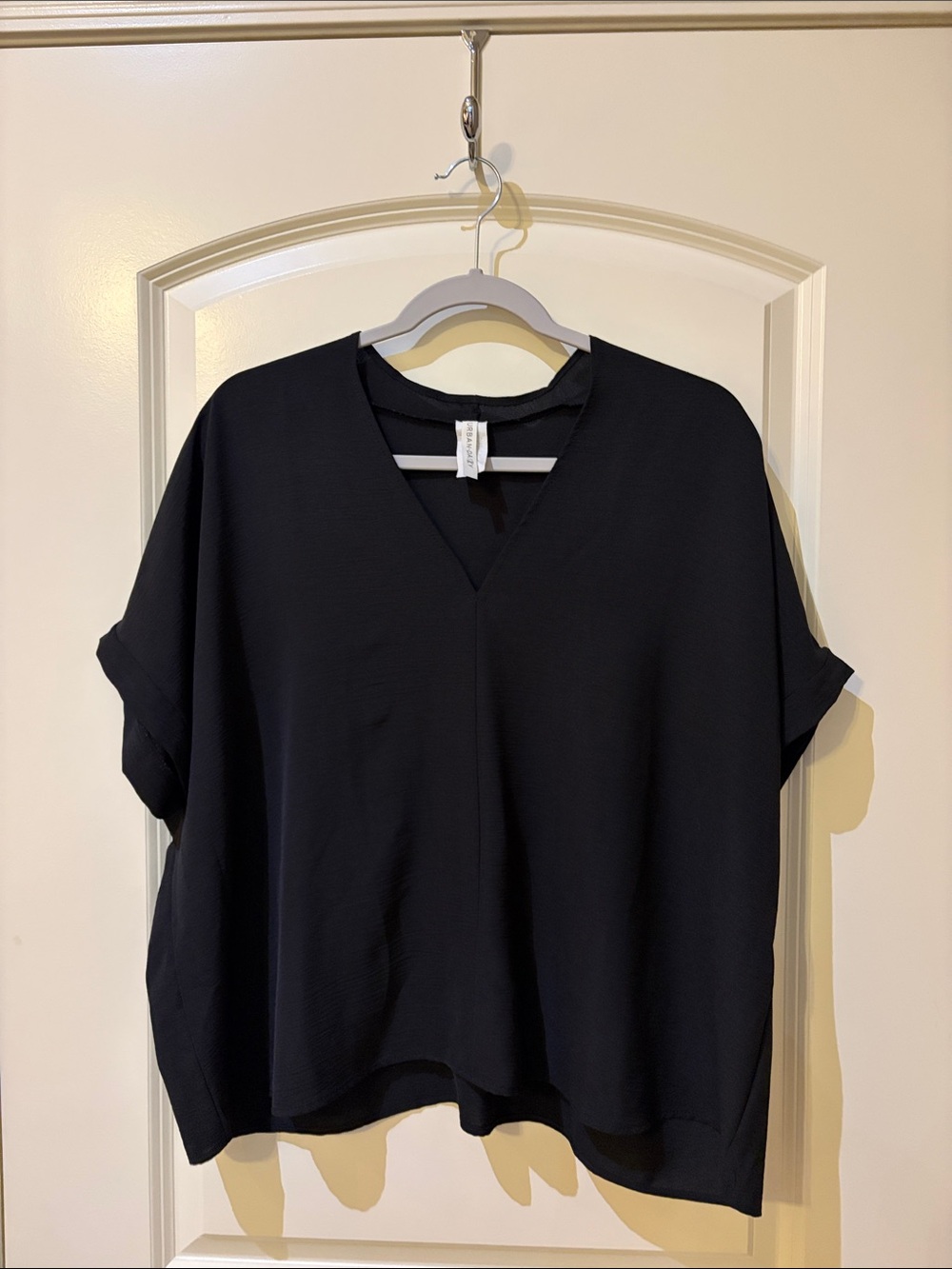 Black V-Neck Dolman Sleeve Top